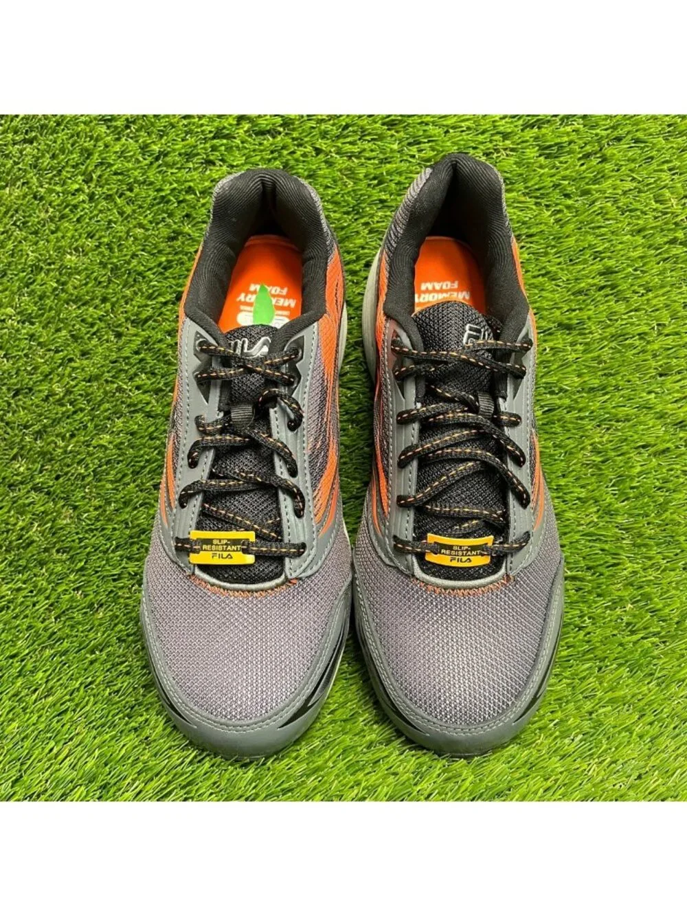 Fila Memory Meiera 2 Mens Size 8.5 Gray Orange Composite Toe Safety Work Shoes